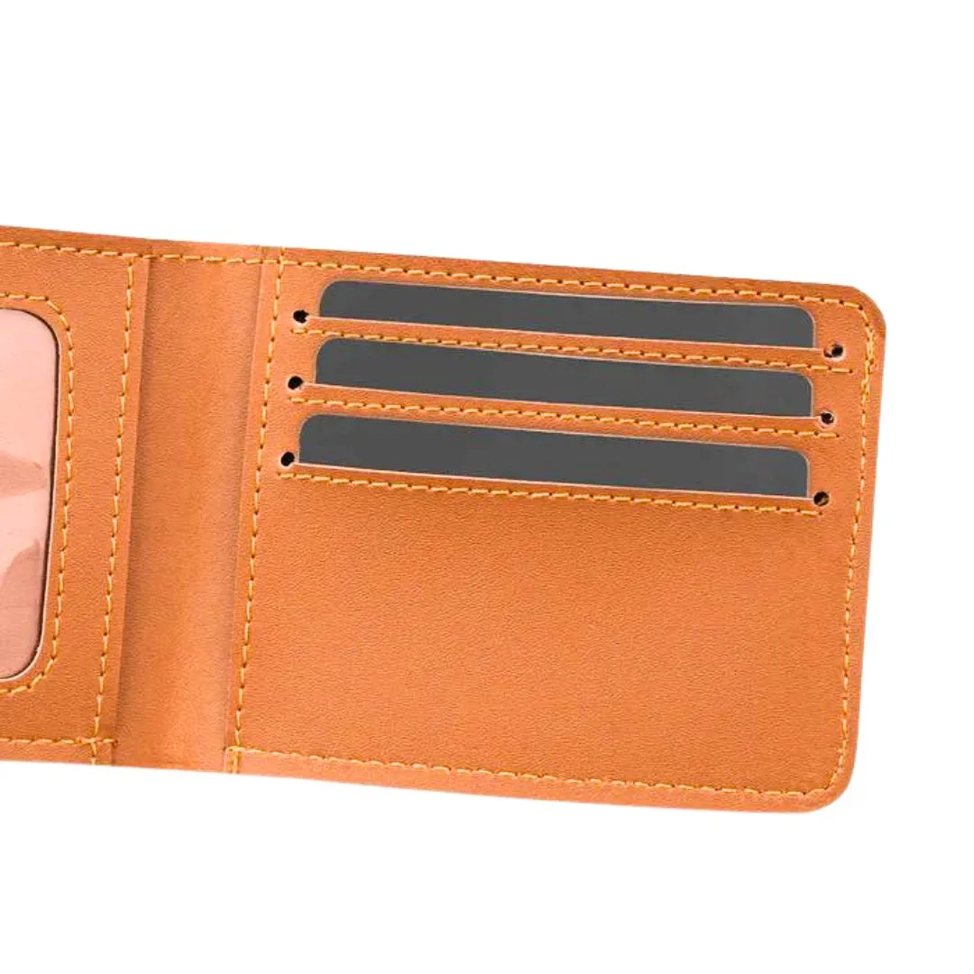 Giftana Classic Personalized Vegan Leather Wallet with CA Charm - Tan