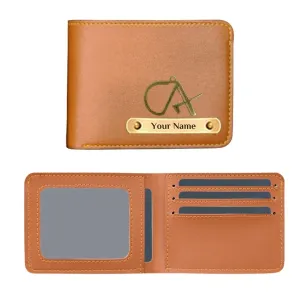 Giftana Classic Personalized Vegan Leather Wallet with CA Charm - Tan