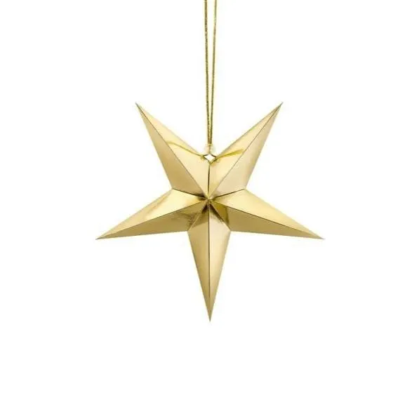 Gold Hanging Star Decoration - 30cm