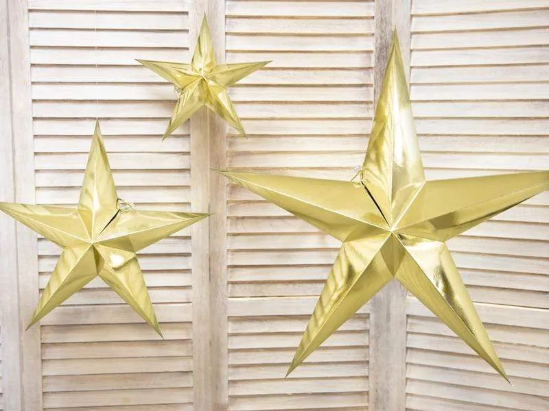 Gold Hanging Star Decoration - 30cm