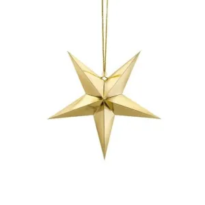 Gold Hanging Star Decoration - 30cm