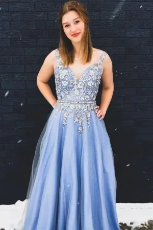 Gorgeous A-Line Appliques Long Prom Dress