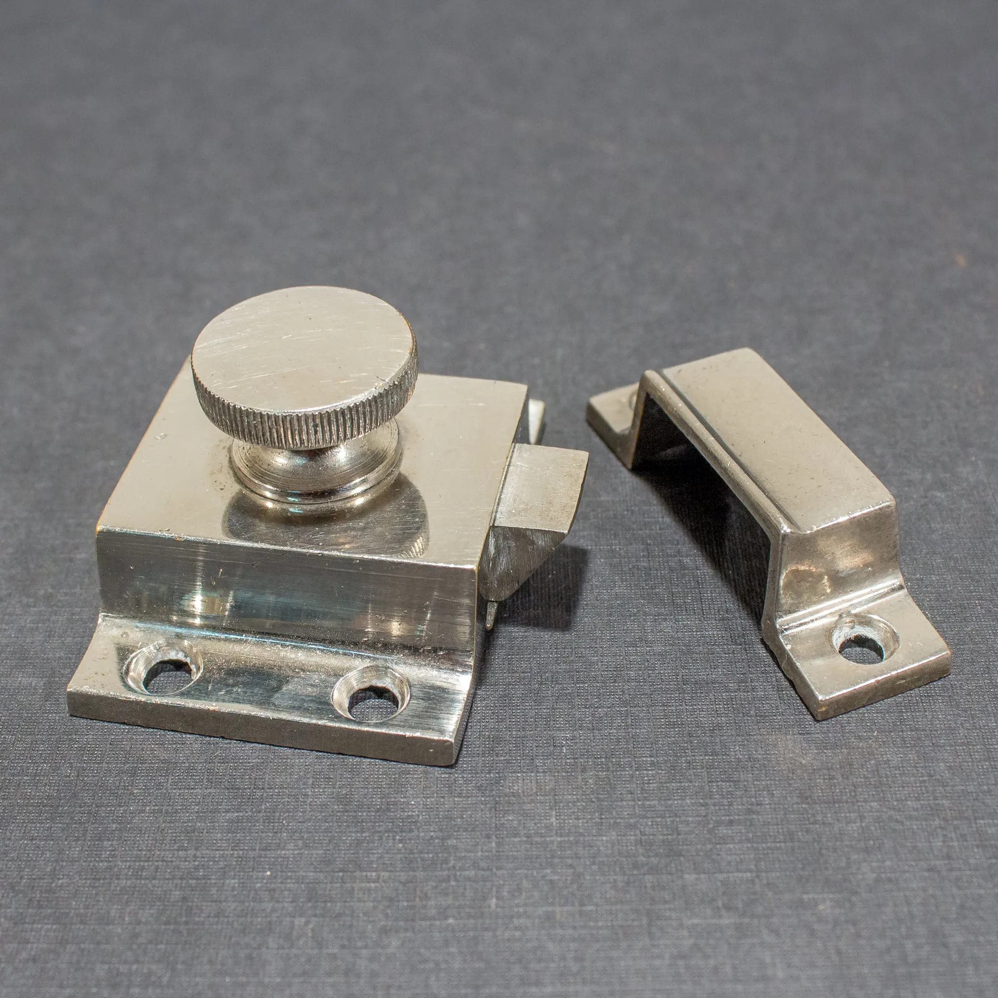 Gorgeous NOS Nickel Turn Knob Cabinet Latches