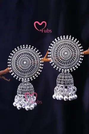Gorgeous Oxidised Sunflower Jhumkas