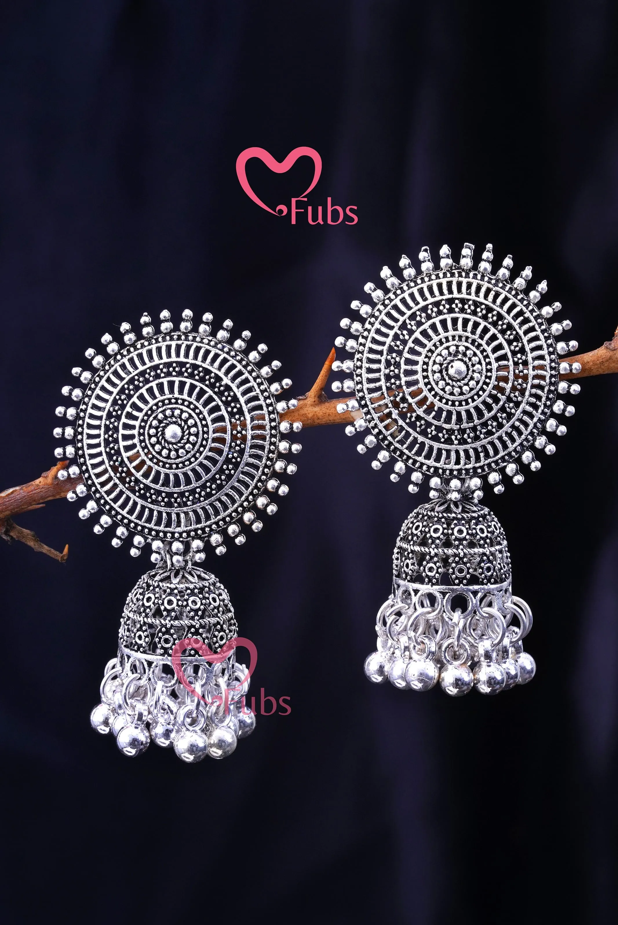 Gorgeous Oxidised Sunflower Jhumkas