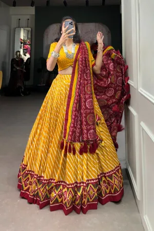 Gorgeous Patola Leheriyu Print Lehenga Choli