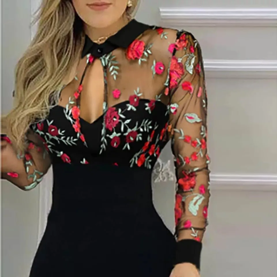 Gorgeous Ruffle Hem Lace Detail Dress