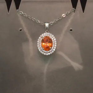 Gorgeous Spessartite Garnet and Diamond Pendant