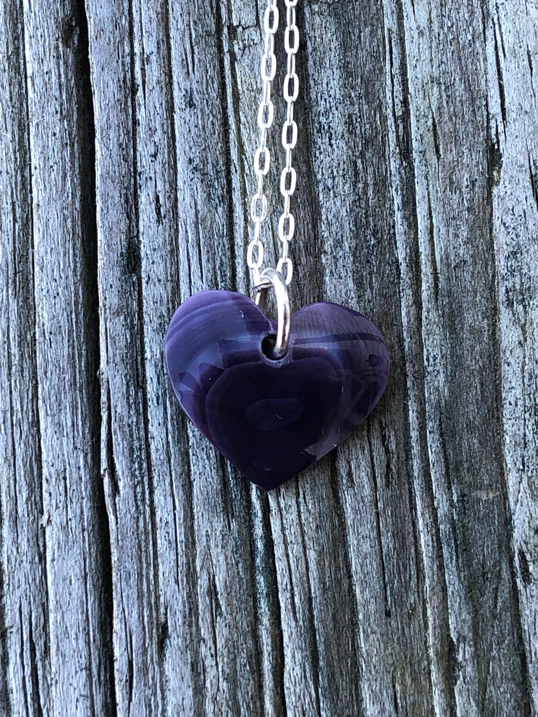 Gorgeous Wampum Heart Pendant Necklace.