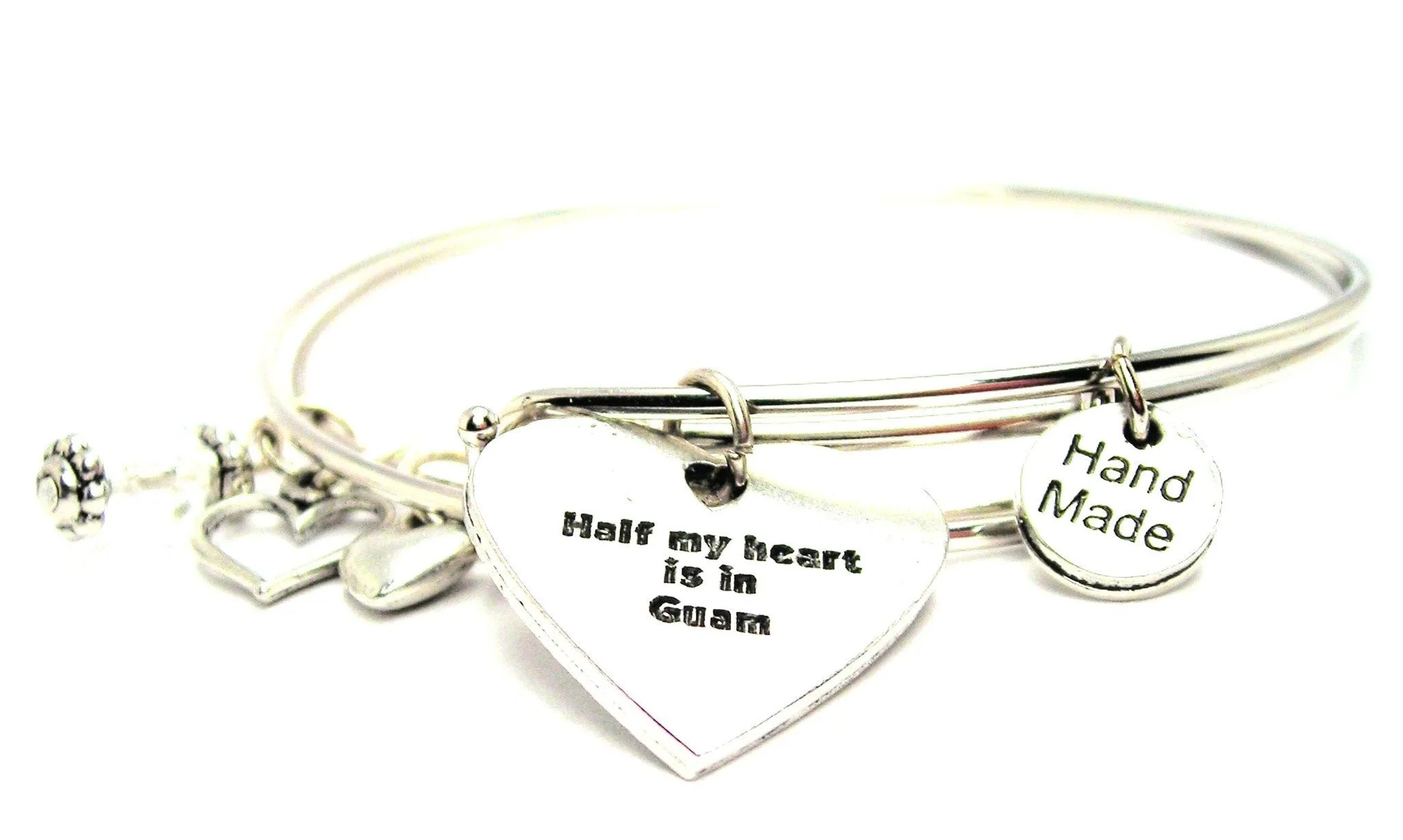 Half My Heart Is In Guam Expandable Bangle Bracelet Set