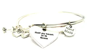 Half My Heart Is In Guam Expandable Bangle Bracelet Set
