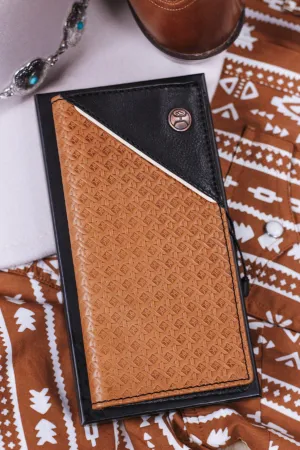 Hands Up Basket Weave Rodeo Hooey Wallet Brown W/Black Leather