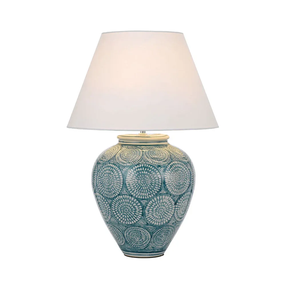 Hannah Blue and White Pattern Urn Ceramic Table Lamp