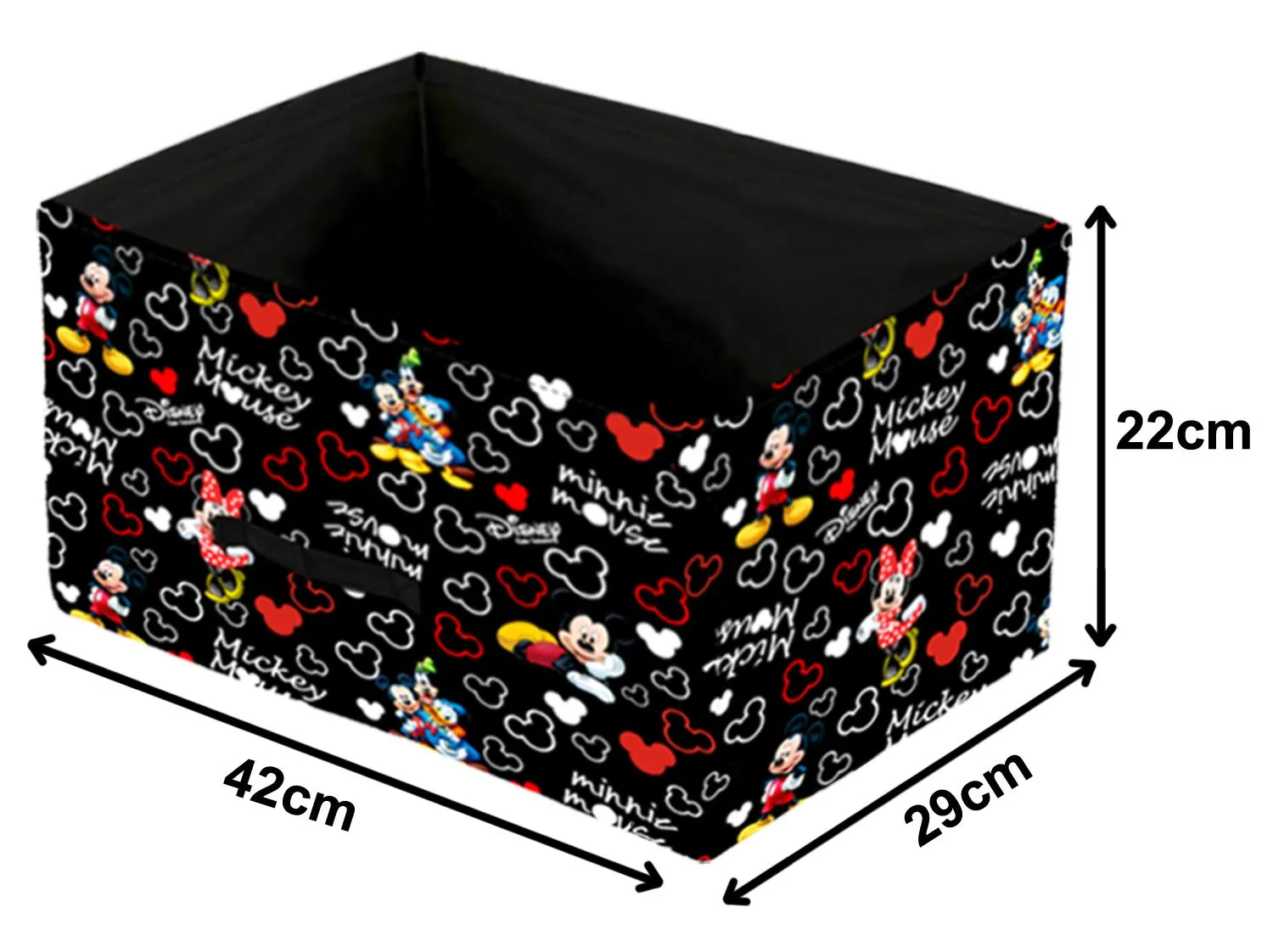 Heart Home Disney Mickey Print Non Woven Fabric Modular Closet Organizer Box with Handle Set Of 4(Black)-HHEART16031