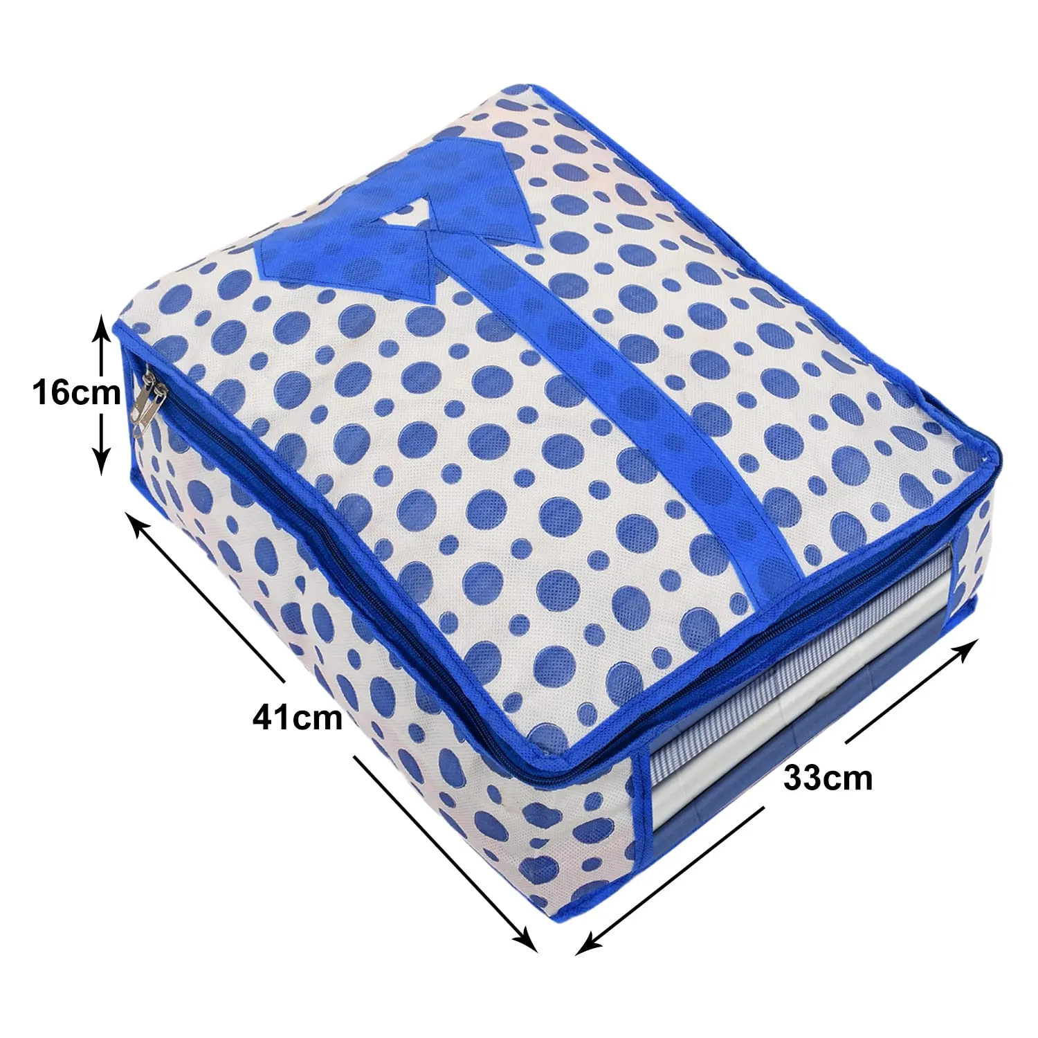 Heart Home Dot Print Non-Woven Shirt Cover/Clothing Organizer/Wardrobe Organizer For Home, Traveling Pack of 2 (Blue) 54HH4178.