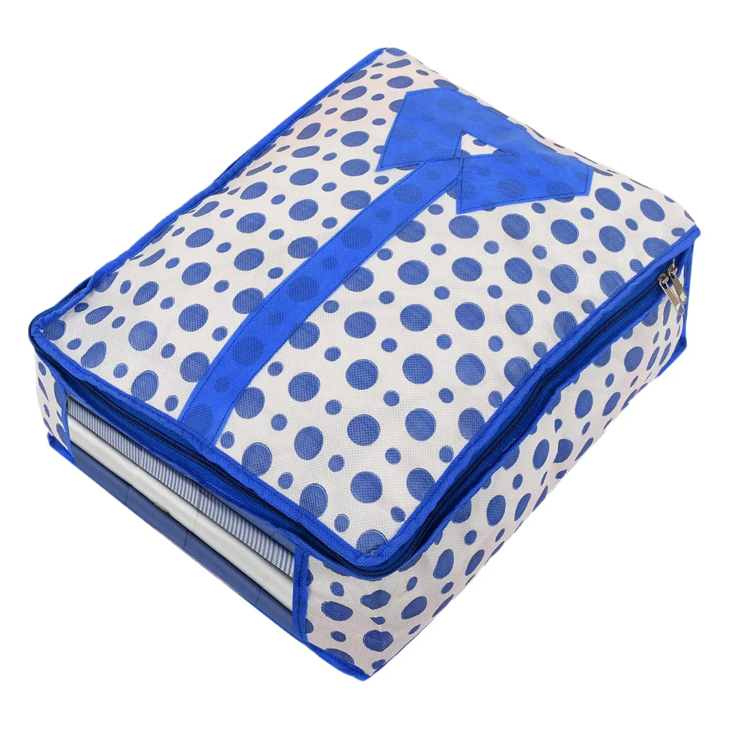 Heart Home Dot Print Non-Woven Shirt Cover/Clothing Organizer/Wardrobe Organizer For Home, Traveling Pack of 2 (Blue) 54HH4178.