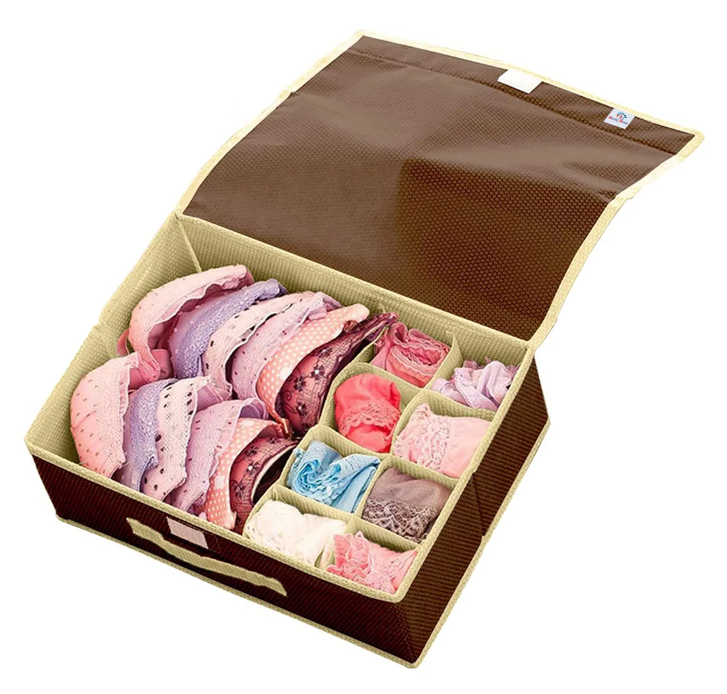 Heart Home Multipurposes Non Woven Drawer Organizer/Foldable Storage Box (Brown)