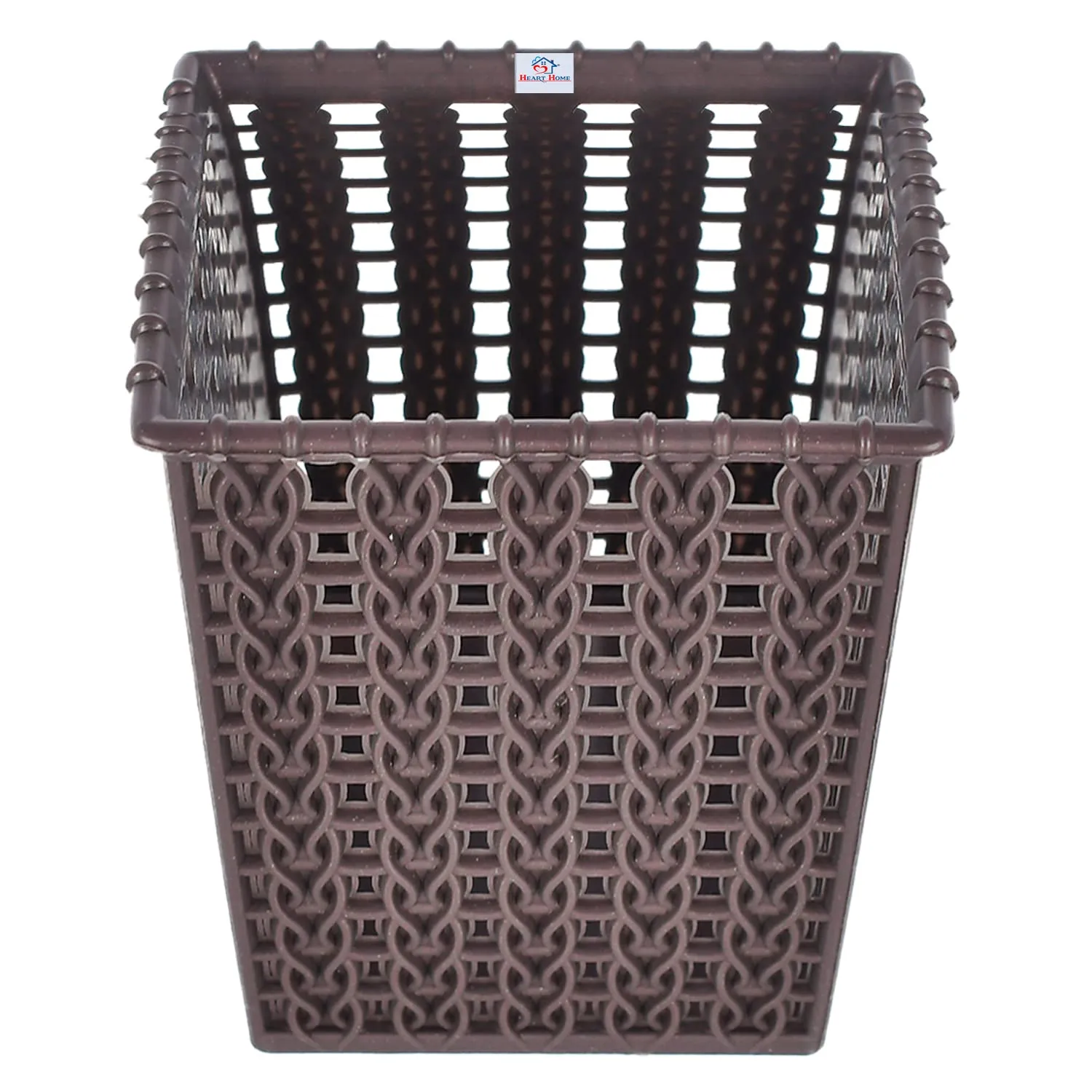 Heart Home Square Shape M 5 Multipurpose Plastic Holder/Organizer/Stand for Kitchen, Bathroom, Office Use - Pack of 3 (Brown)-46HH0439