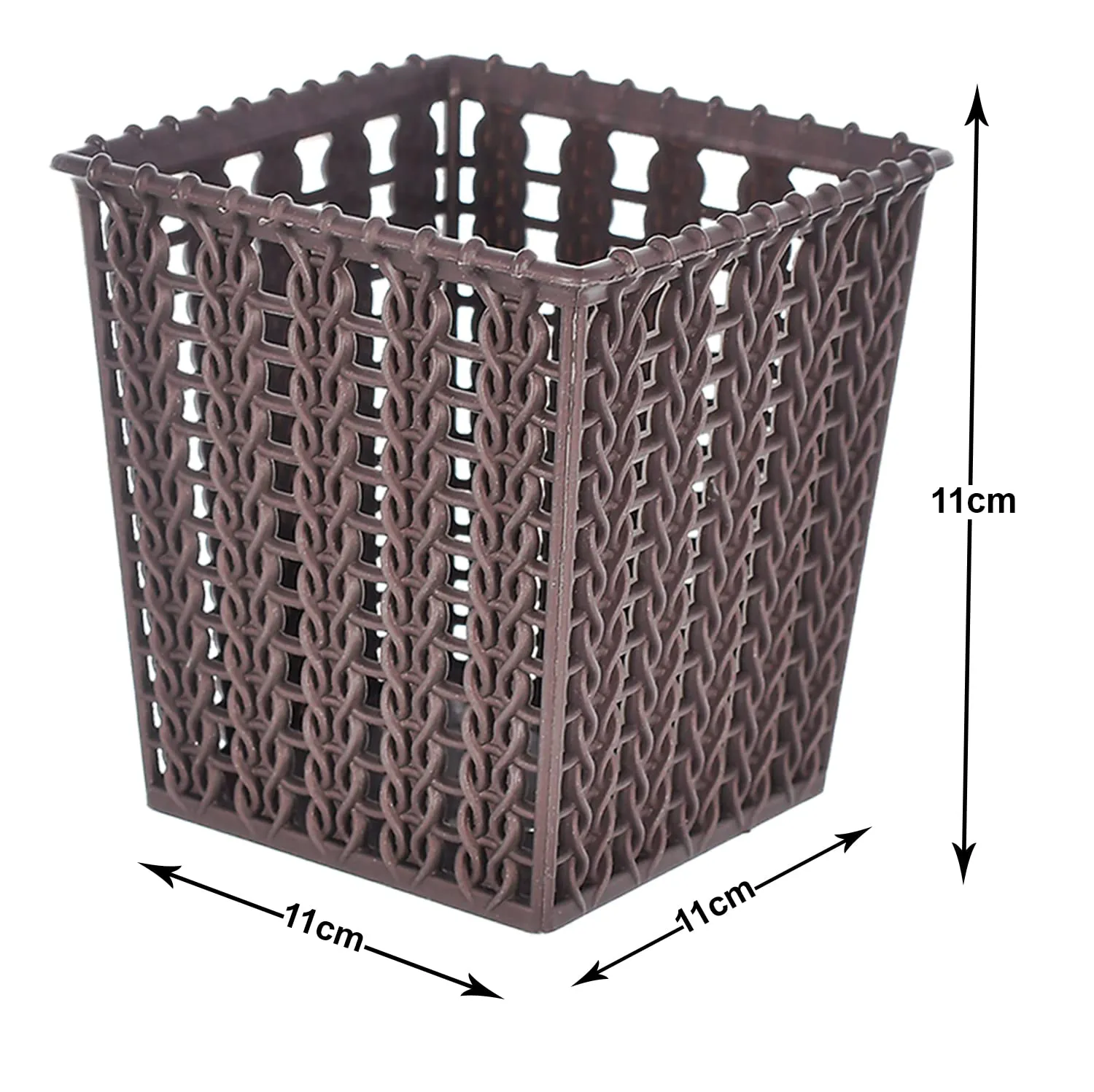 Heart Home Square Shape M 5 Multipurpose Plastic Holder/Organizer/Stand for Kitchen, Bathroom, Office Use - Pack of 3 (Brown)-46HH0439
