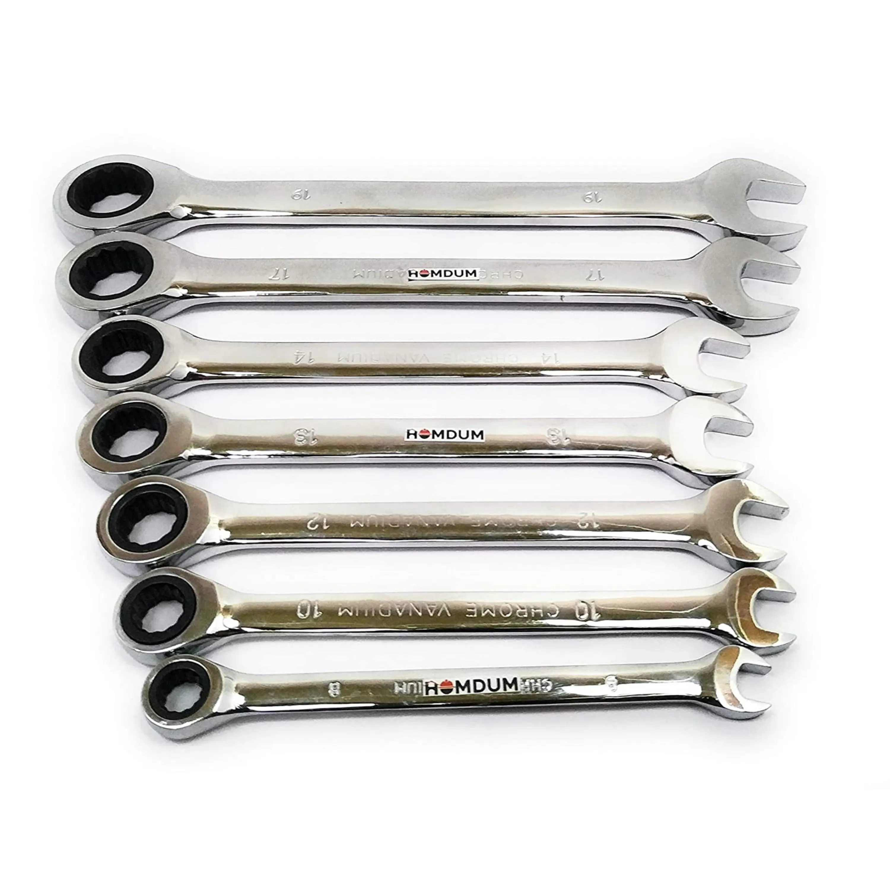 Homdum Dual Head Ratchet Wrench Reversible Combination Spanner set of 7pcs (Black and Yellow)