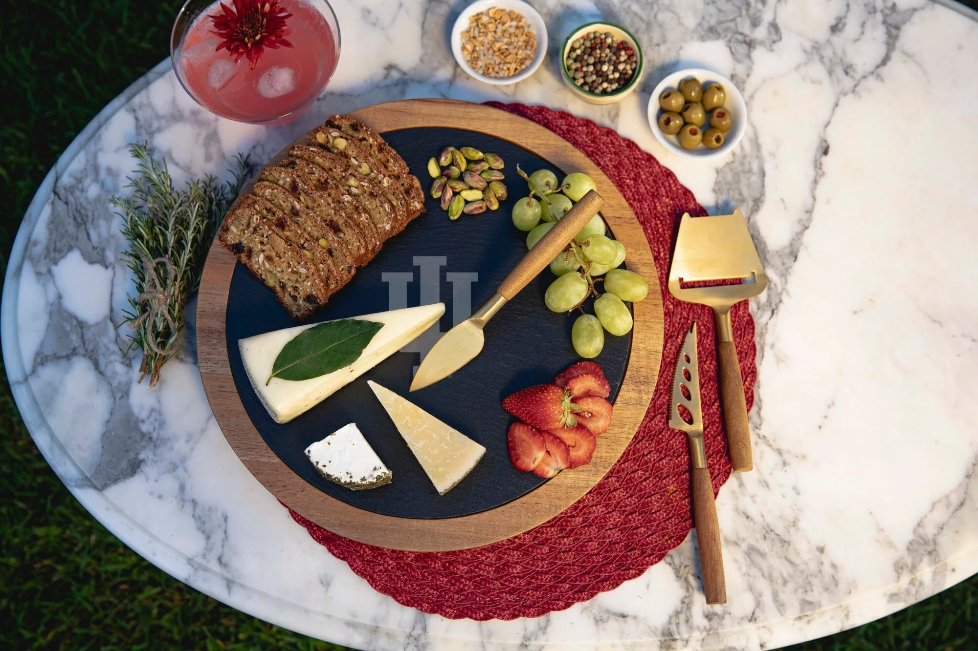 Indiana Hoosiers - Insignia Acacia and Slate Serving Board with Cheese Tools