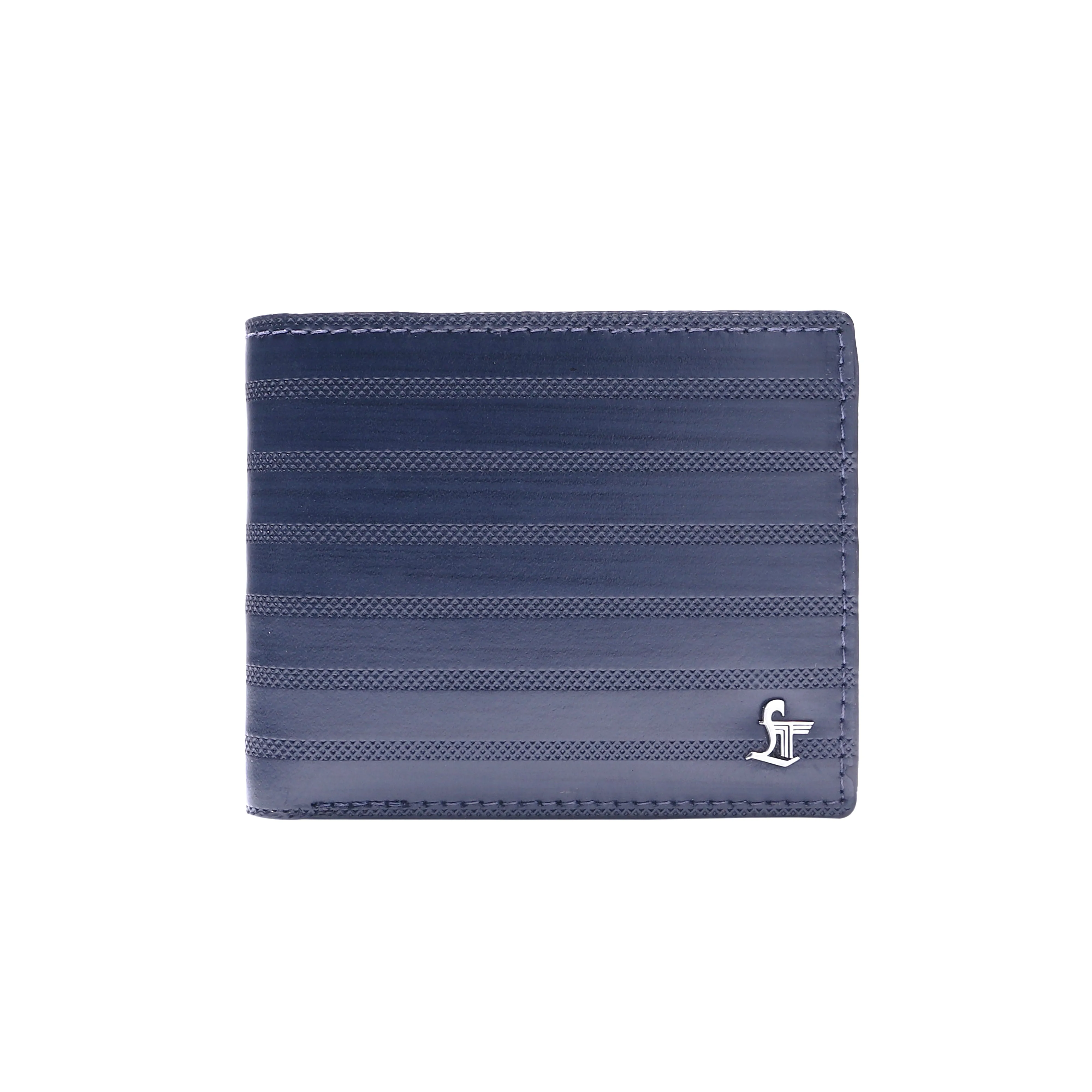 Italian VT Stripe Aaron Genuine Leather Wallet for Men | Color: Blue