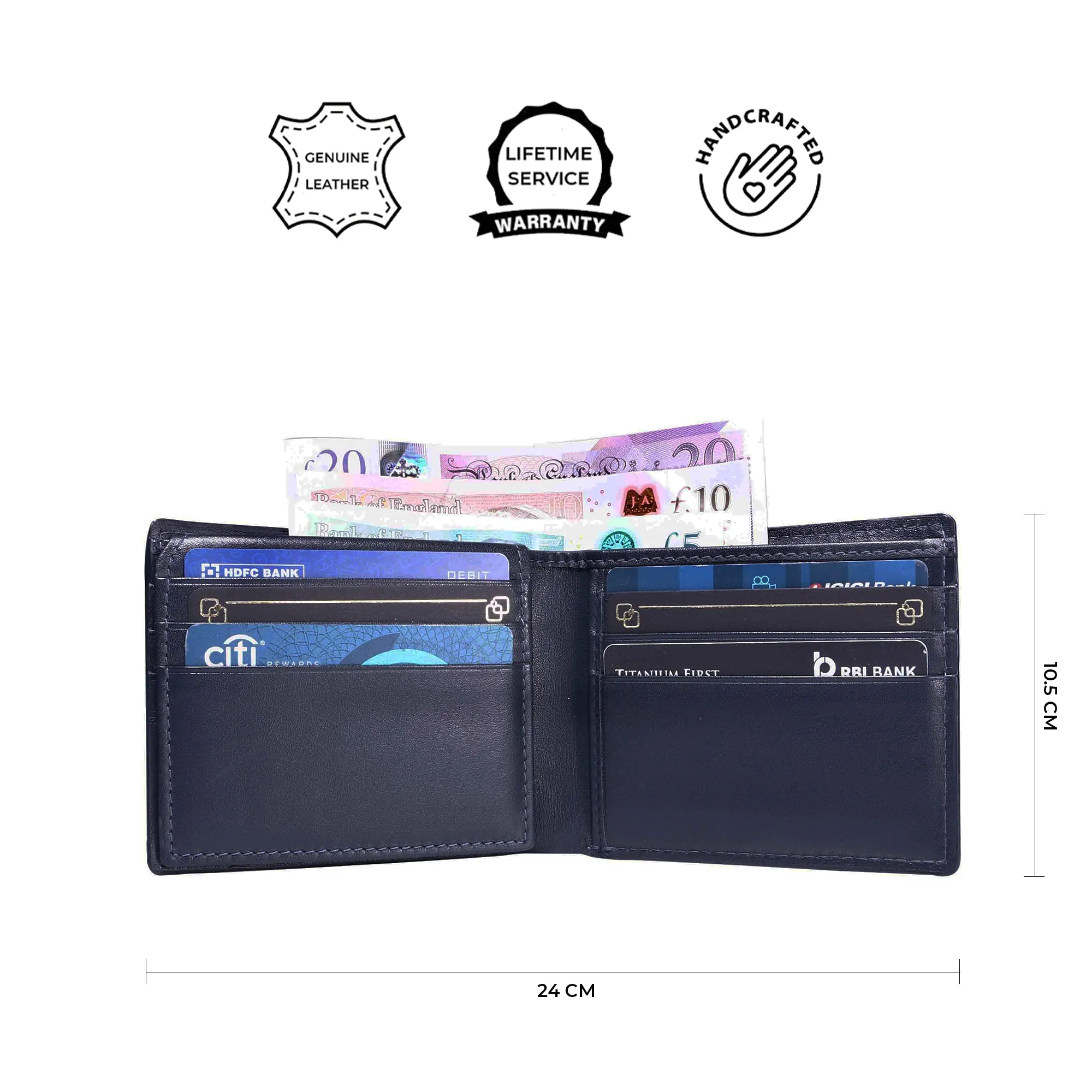 Italian VT Stripe Aaron Genuine Leather Wallet for Men | Color: Blue