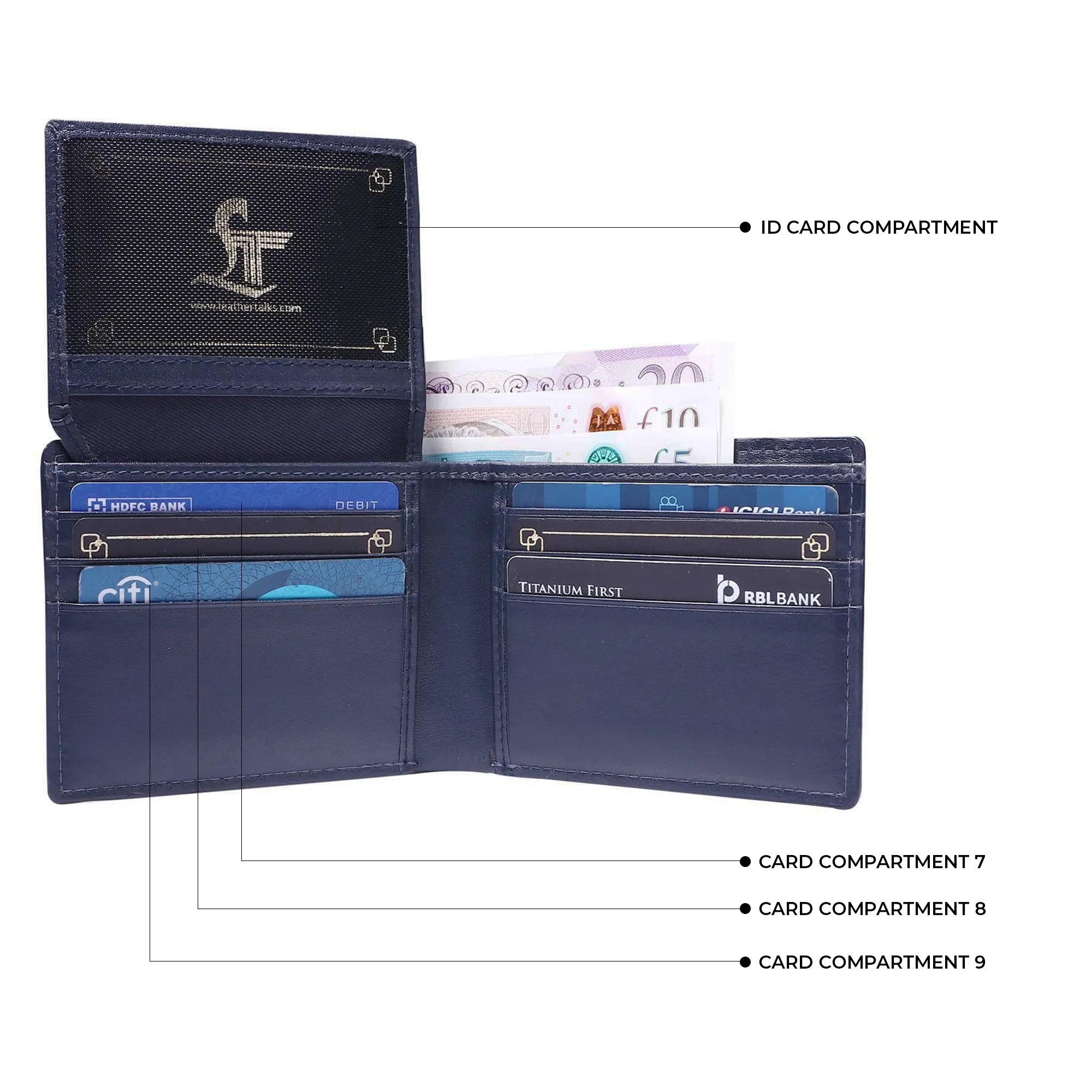 Italian VT Stripe Aaron Genuine Leather Wallet for Men | Color: Blue