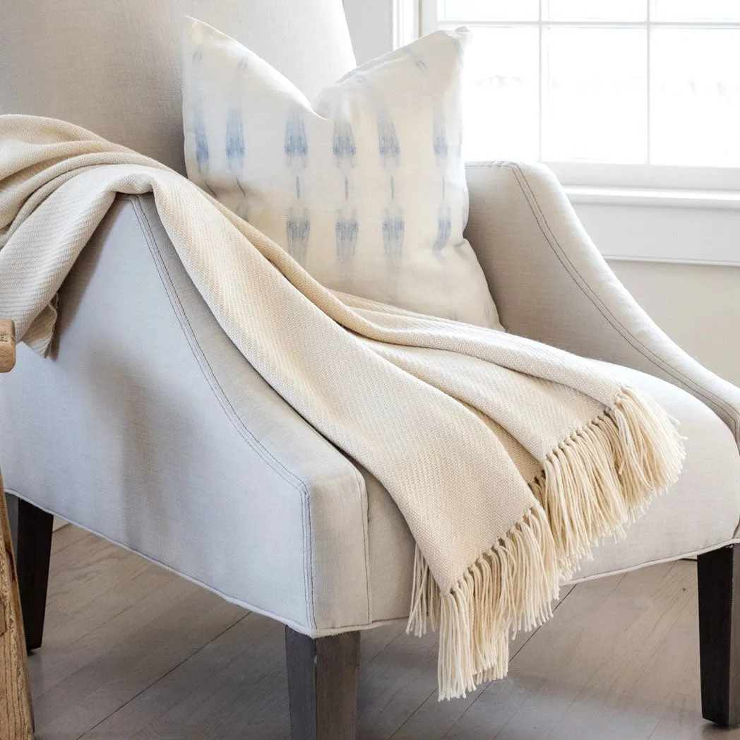 Ivory Handwoven Alpaca Throw