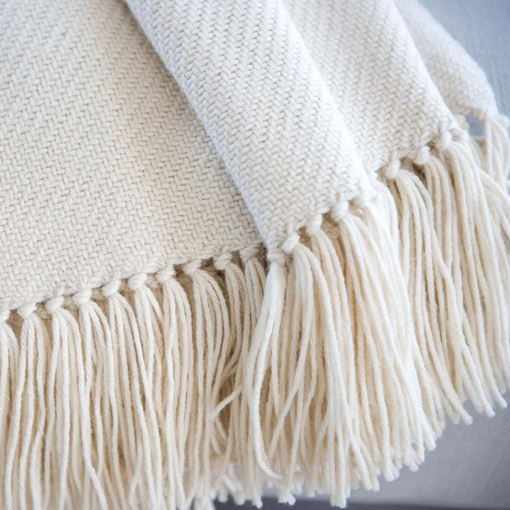 Ivory Handwoven Alpaca Throw