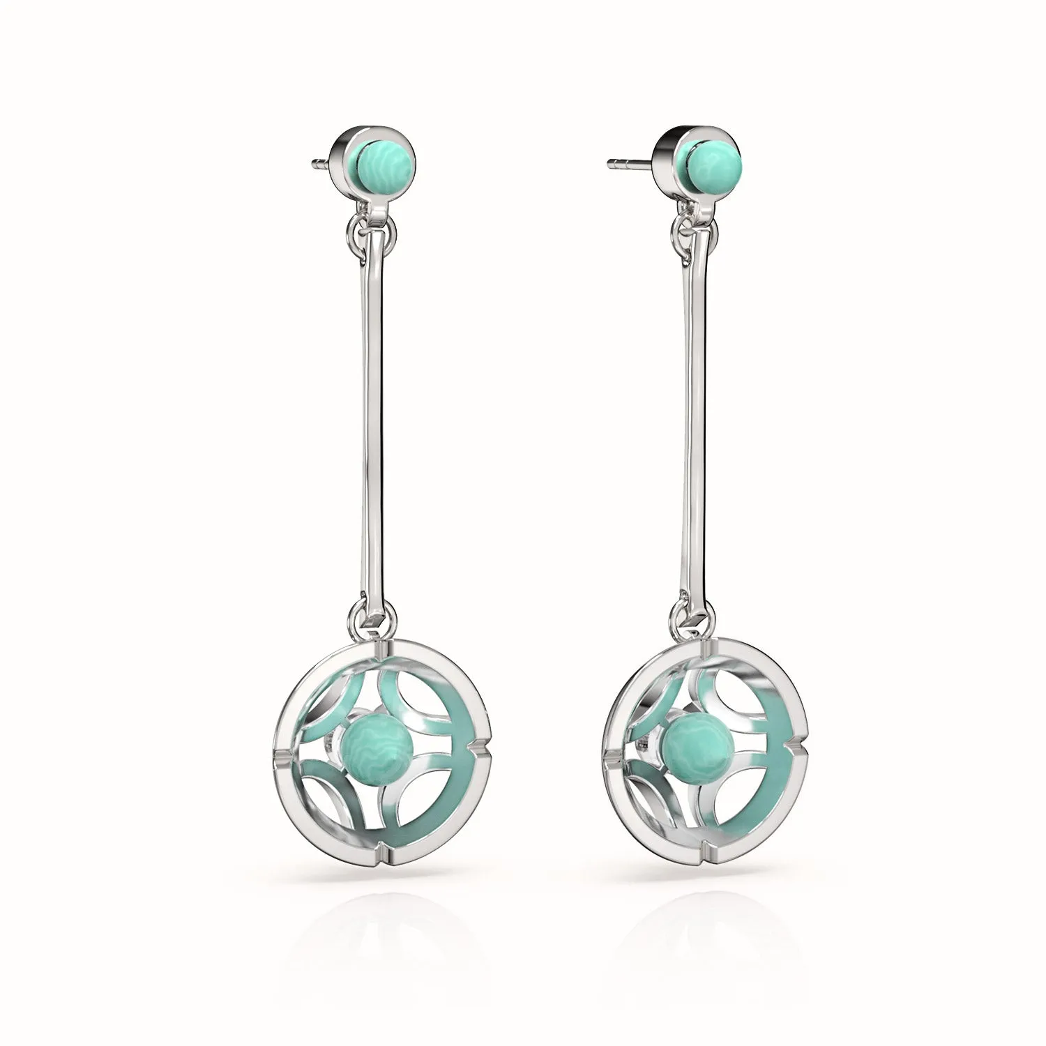 Jalan Besar Drop Earrings - Sterling Silver - Amazonite