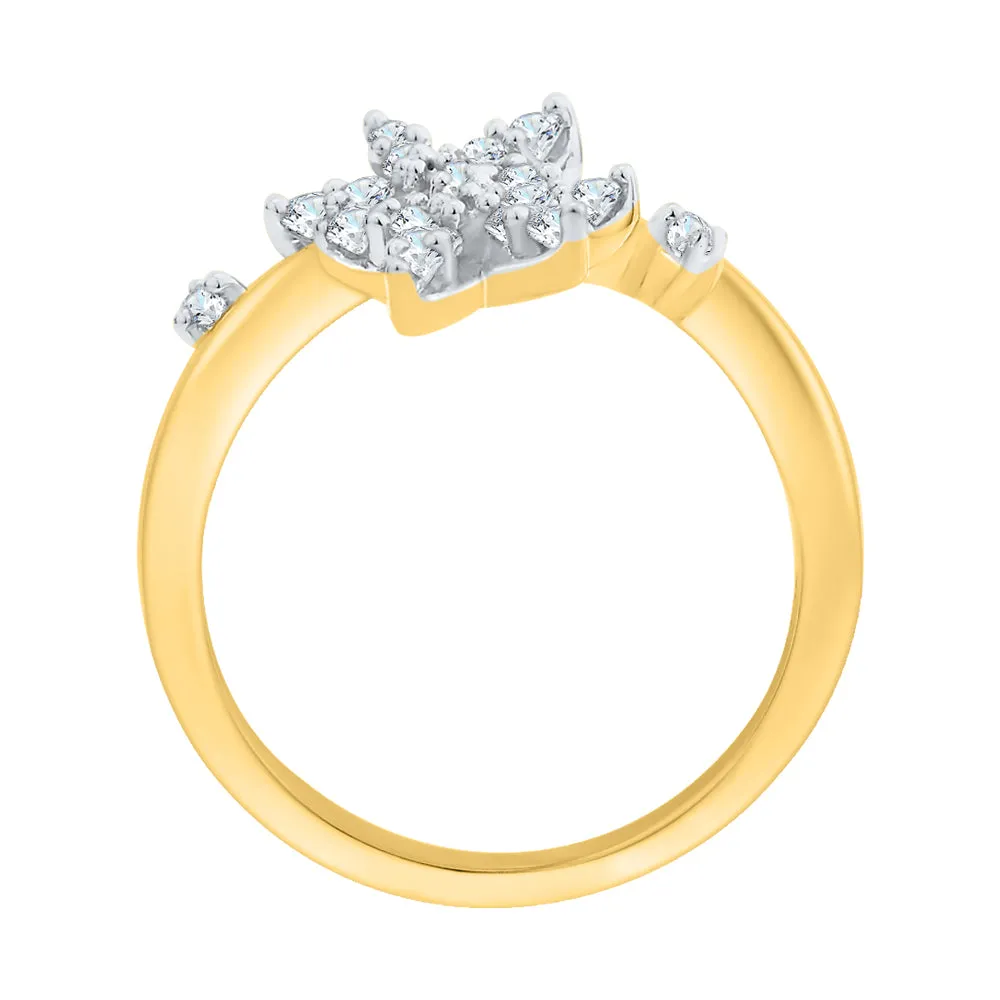 KATARINA 3/8 cttw Bypass Shank Diamond Floral Ring