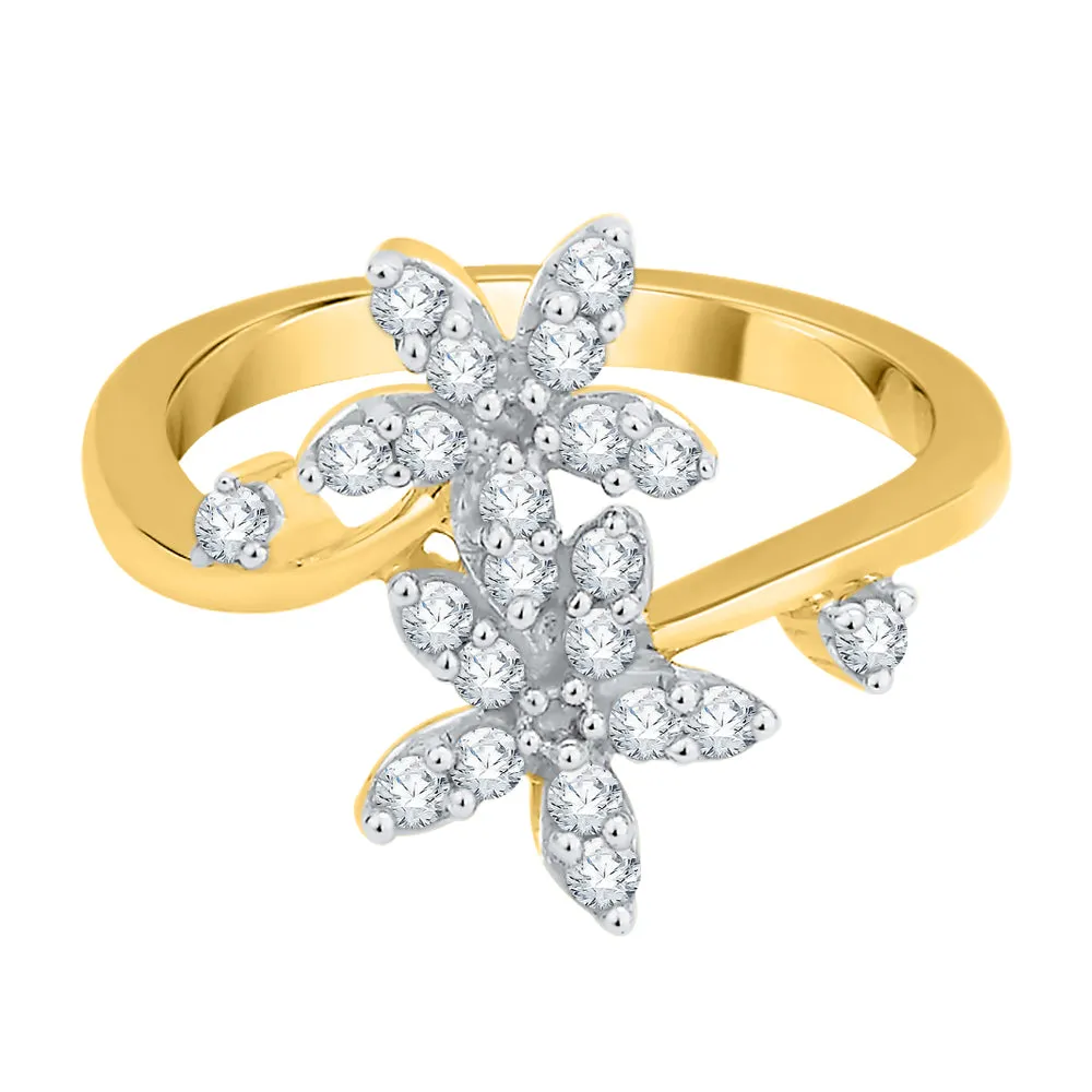 KATARINA 3/8 cttw Bypass Shank Diamond Floral Ring