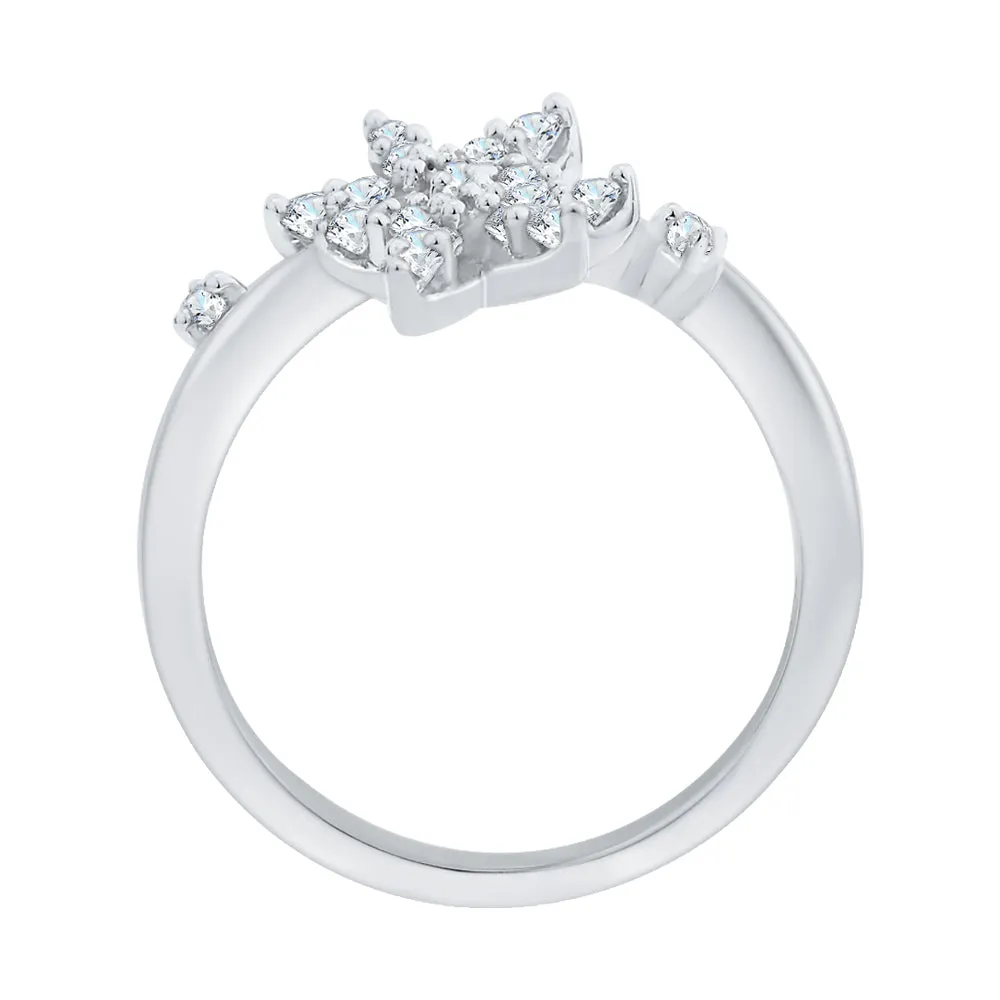 KATARINA 3/8 cttw Bypass Shank Diamond Floral Ring