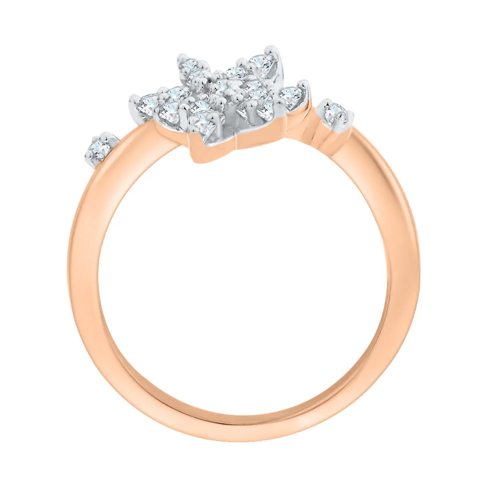 KATARINA 3/8 cttw Bypass Shank Diamond Floral Ring