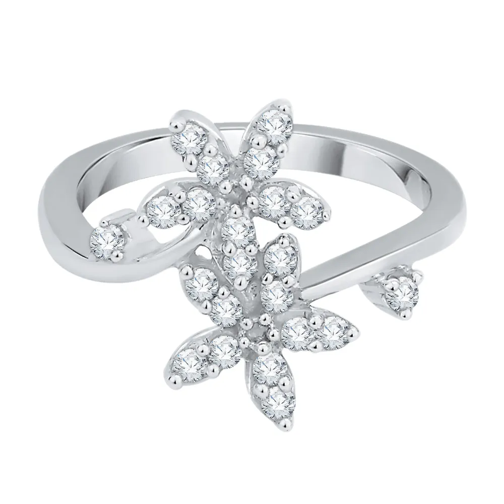KATARINA 3/8 cttw Bypass Shank Diamond Floral Ring