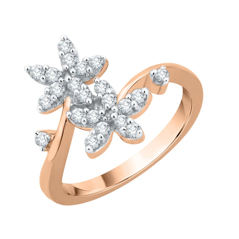 KATARINA 3/8 cttw Bypass Shank Diamond Floral Ring