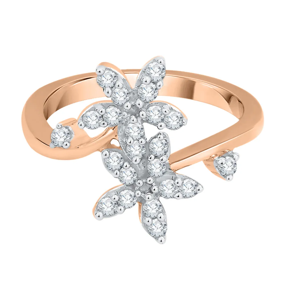 KATARINA 3/8 cttw Bypass Shank Diamond Floral Ring