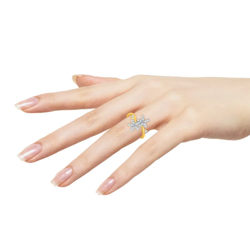 KATARINA 3/8 cttw Bypass Shank Diamond Floral Ring