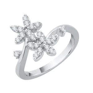 KATARINA 3/8 cttw Bypass Shank Diamond Floral Ring