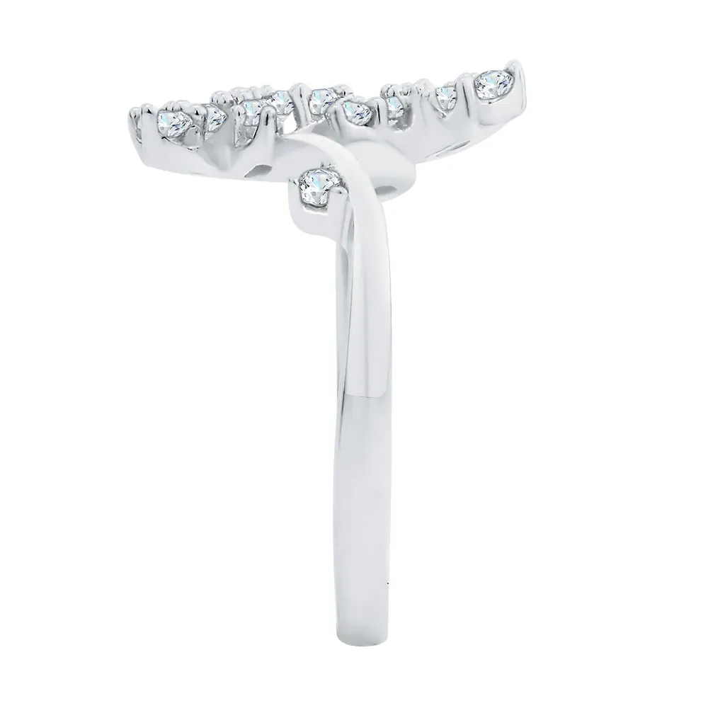 KATARINA 3/8 cttw Bypass Shank Diamond Floral Ring