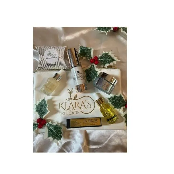 Klara's Christmas Nourishing and Rejuvenating Bundle Gift Bag - Consist of Serum, Moisturizer & Soothing Cream Skin Care kits for Women.