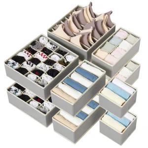 Kootek 10 Pack Drawer Organizers for Clothing, Socks Underwear Organizer Dresser Drawers Fabric Foldable Dividers, Cabinet Closet Organizers and Storage Boxes for Bras, Lingerie, Tie, Belts