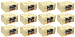 Kuber Industries 12 Piece Cotton Saree Cover Set, Gold (SCY18)