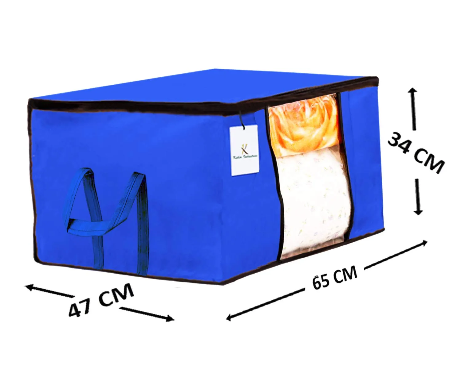 Kuber Industries 2 Piece Non Woven Underbed Storage Bag, Storage Organiser, Blanket Cover with Transparent Window, Extra Large, Maroon & Royal Blue CTKTC134537