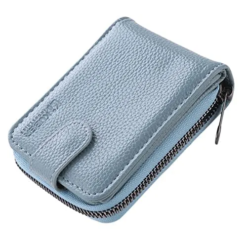 Kuber Industries Card Holder Wallet for Men Women|Debit Credit Card Holder|Wallet for Id, Visiting Card, Buisness Card|RFID Protected|Button & Zipper Closure Wallet|Blue (Pack of 2)