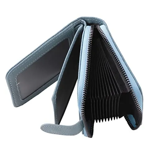 Kuber Industries Card Holder Wallet for Men Women|Debit Credit Card Holder|Wallet for Id, Visiting Card, Buisness Card|RFID Protected|Button & Zipper Closure Wallet|Blue (Pack of 2)