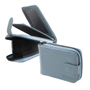Kuber Industries Card Holder Wallet for Men Women|Debit Credit Card Holder|Wallet for Id, Visiting Card, Buisness Card|RFID Protected|Button & Zipper Closure Wallet|Blue (Pack of 2)