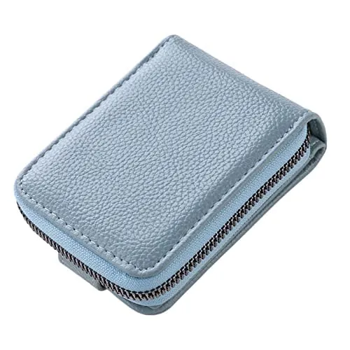 Kuber Industries Card Holder Wallet for Men Women|Debit Credit Card Holder|Wallet for Id, Visiting Card, Buisness Card|RFID Protected|Button & Zipper Closure Wallet|Blue (Pack of 2)