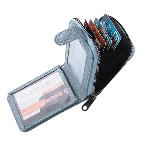 Kuber Industries Card Holder Wallet for Men Women|Debit Credit Card Holder|Wallet for Id, Visiting Card, Buisness Card|RFID Protected|Button & Zipper Closure Wallet|Blue (Pack of 2)